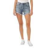 Silver Women's Boyfriend Short with Exposed Button Fly Front_Flat