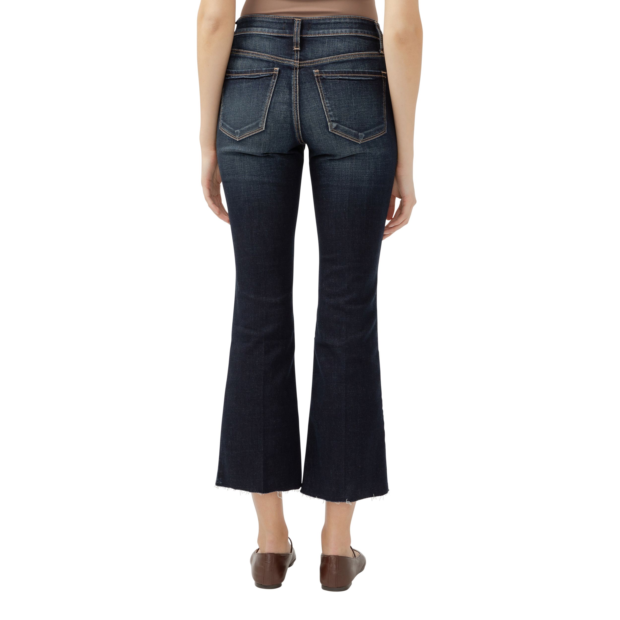 Jean à jambe évasée courte pour femmes, Suki, Silver