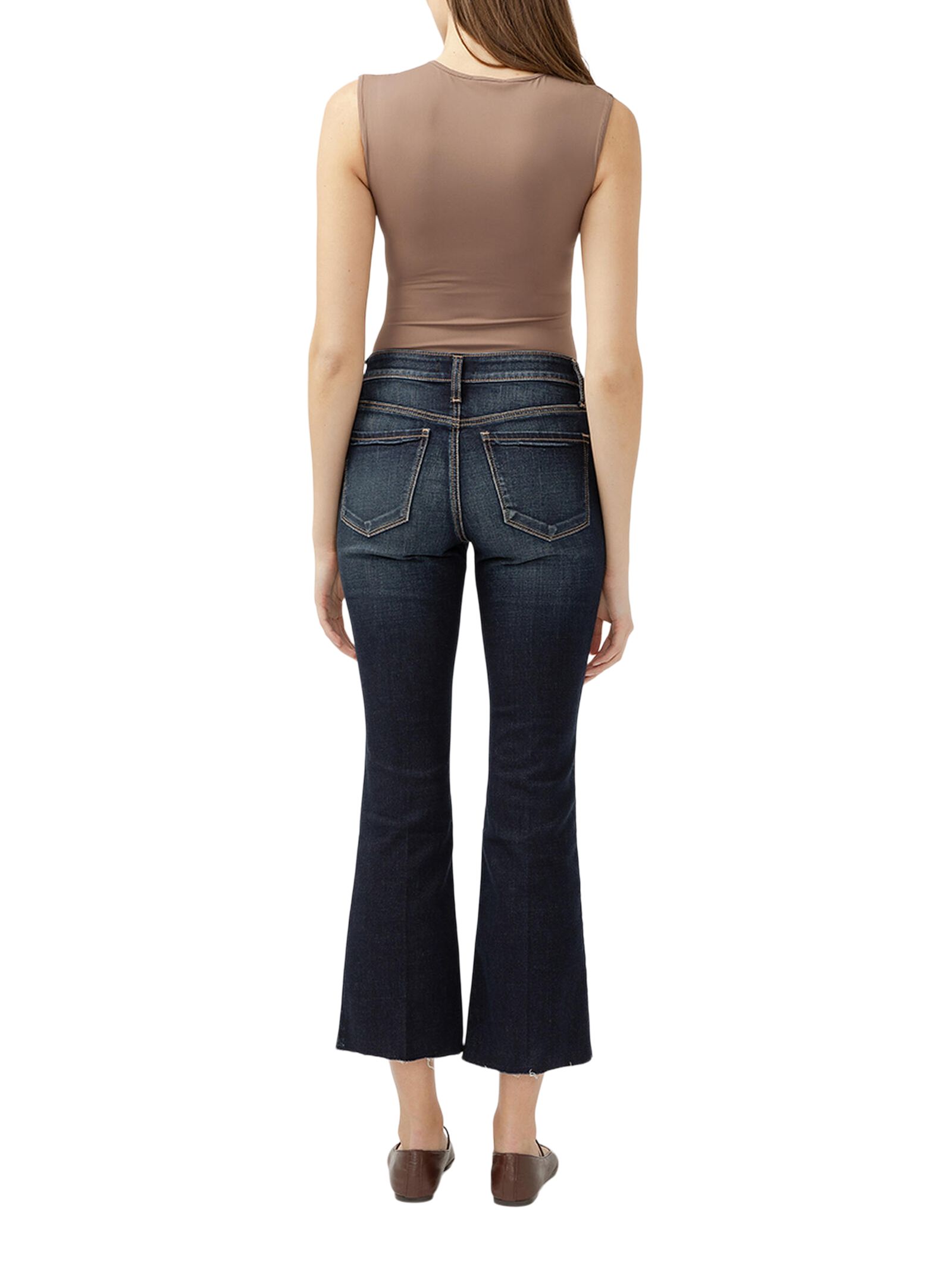 Jean à jambe évasée courte pour femmes, Suki, Silver