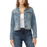 Silver Women's Fitted Denim Jacket Front_Flat