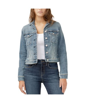 Silver Women's Fitted Denim Jacket