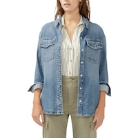 Silver Women's Shirt Jacket Front_Flat