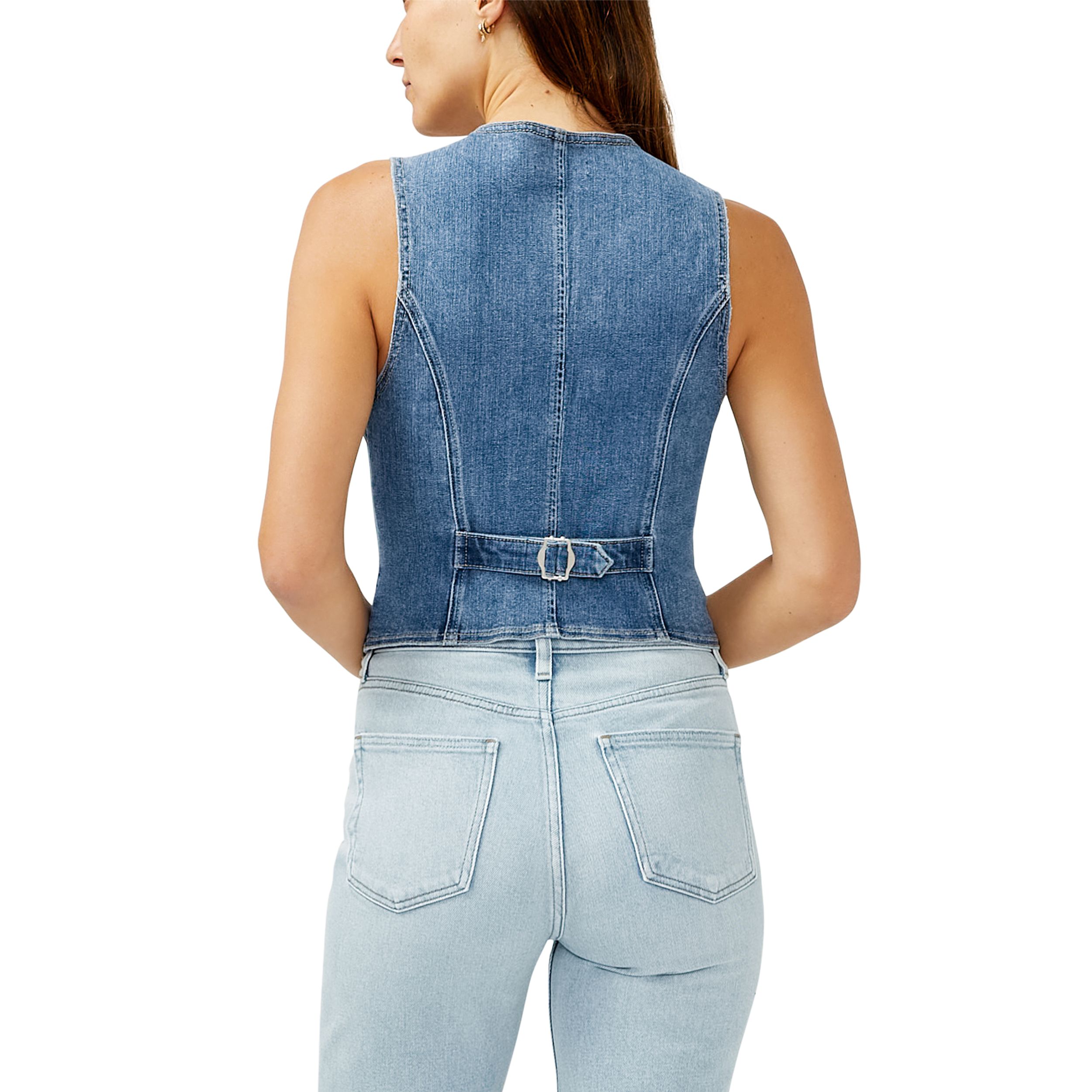 Veste sans manches classique en denim pour femmes, Silver