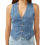 Silver Women's Classic Denim Vest Front_Flat