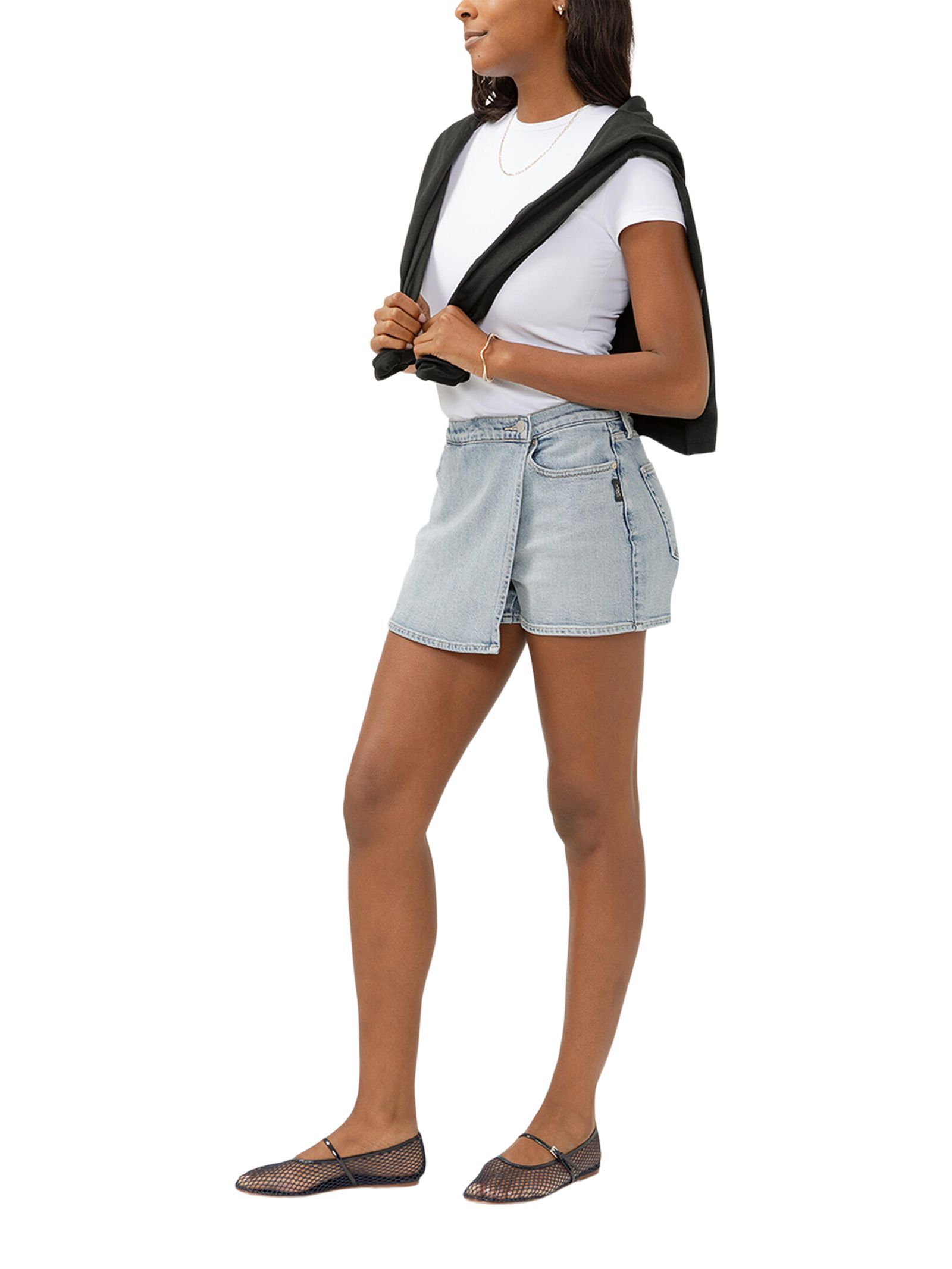 Jupe-short en denim pour femmes, Silver