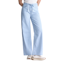 Jean à jambe large et taille haute pour femmes, délavé indigo clair, Alecia, Buffalo Front_Flat