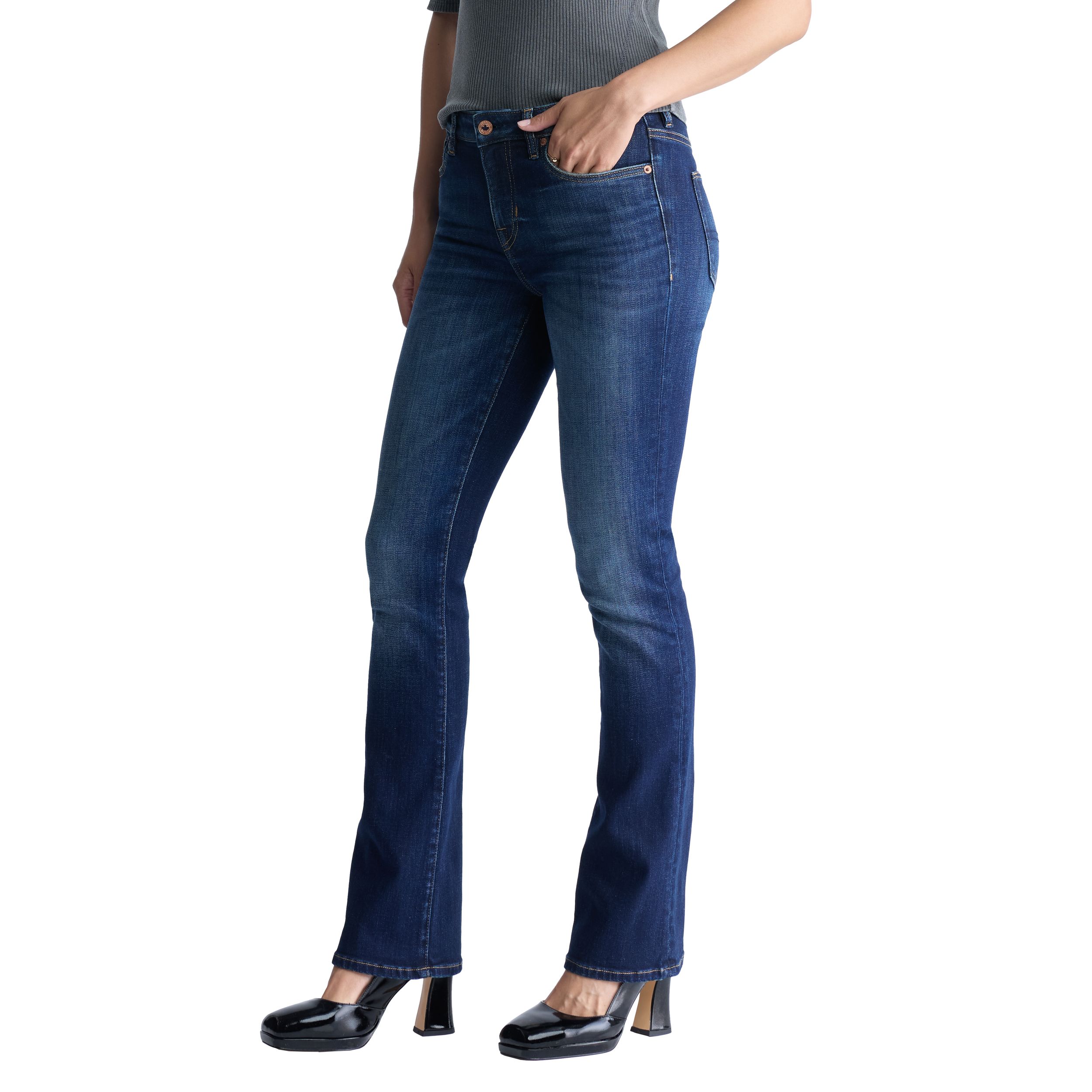 Buffalo Women's Queen Mid Rise Bootcut Jean - Dark Indigo Wash