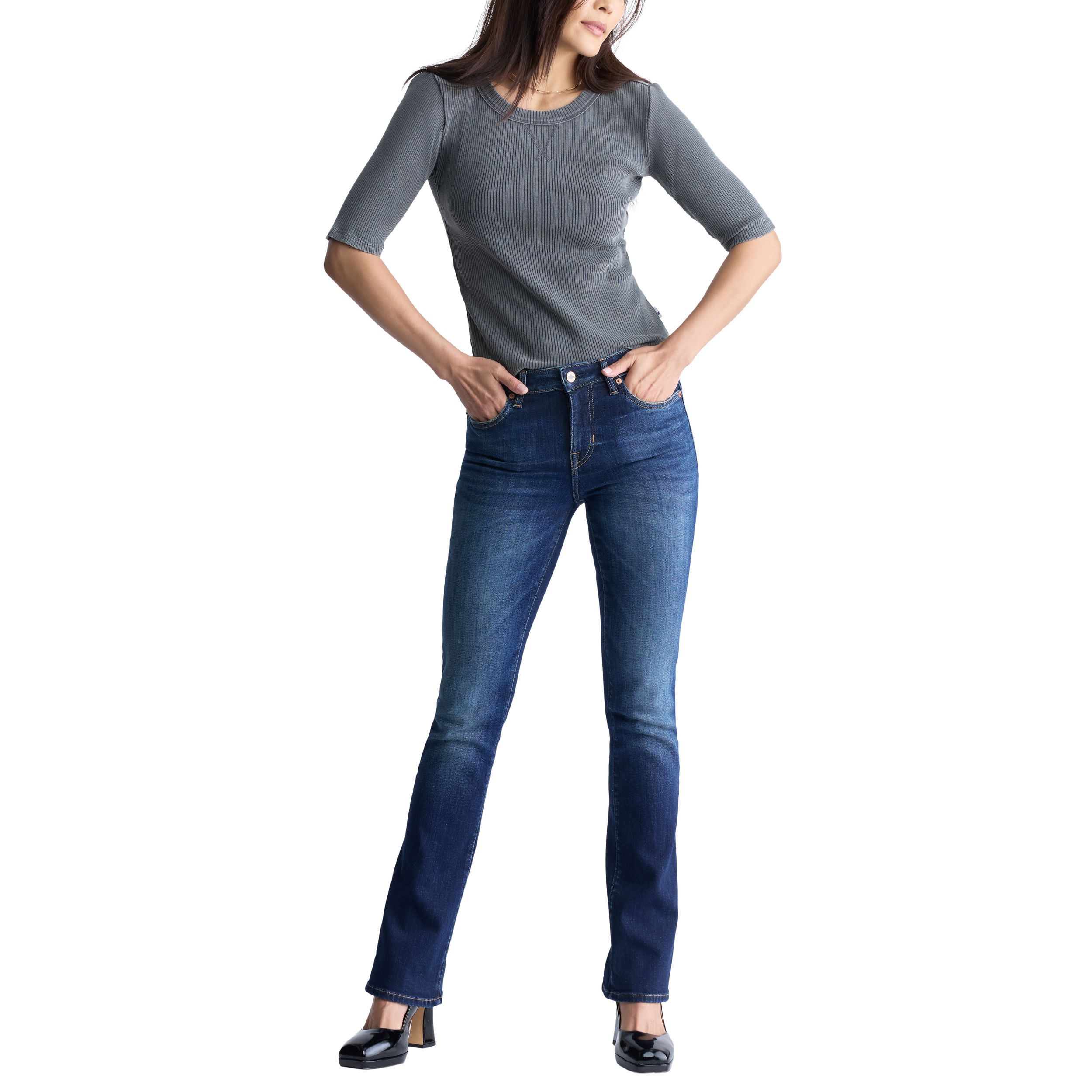 Buffalo Women's Queen Mid Rise Bootcut Jean - Dark Indigo Wash