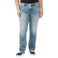 Jean à jambe semi-évasée pour femmes, Elyse, Silver Front_Flat