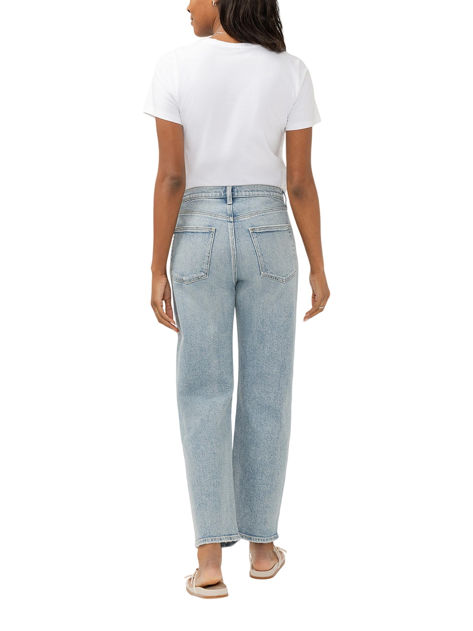 Jean lâche à jambe droite à la cheville pour femmes, Silver