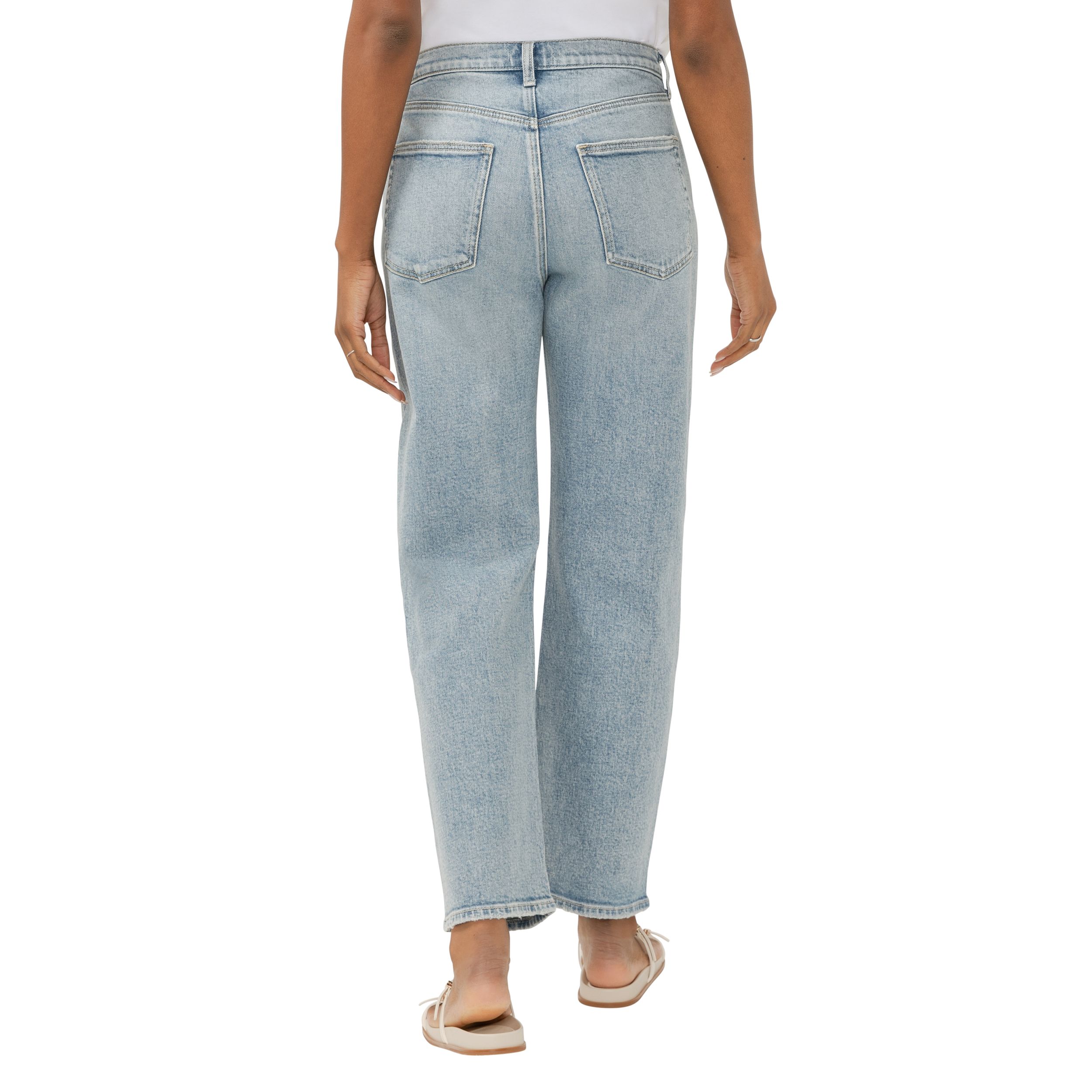 Jean lâche à jambe droite à la cheville pour femmes, Silver