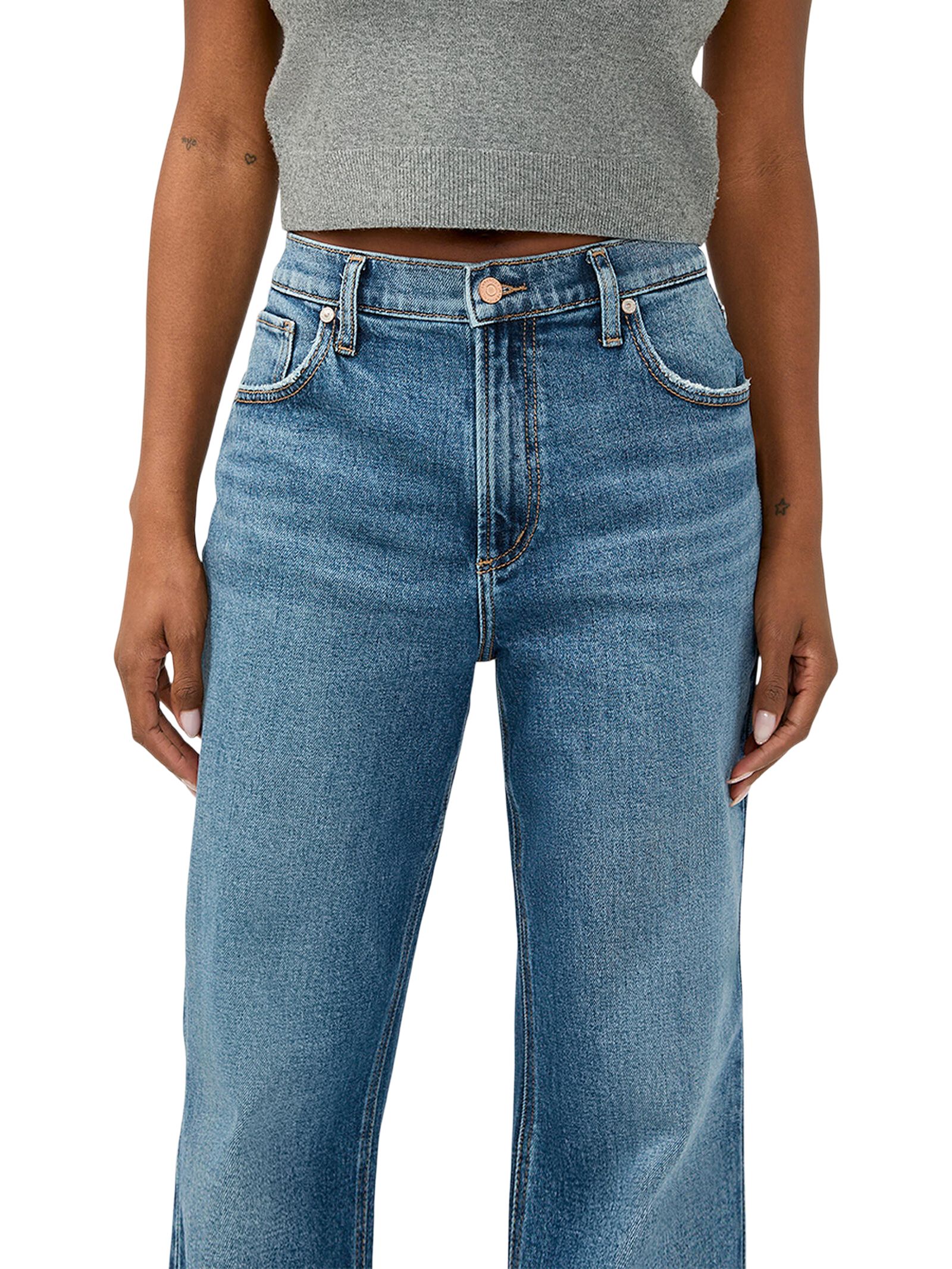 Jean semi-évasé à coupe ample pour femmes, Silver