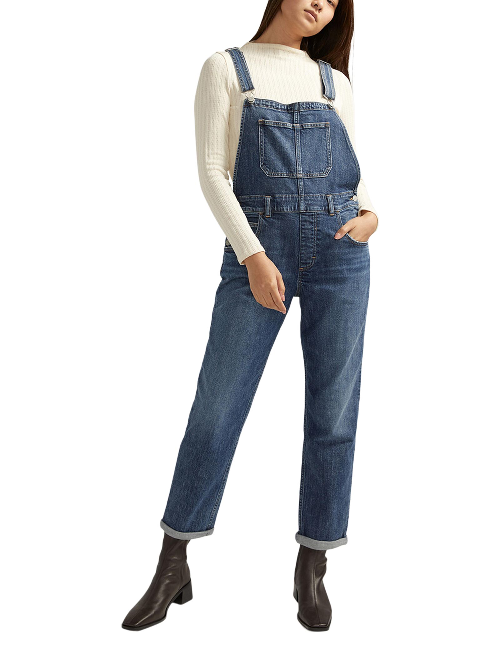 Silver Woman's Baggy Straight Leg Overall Jeans