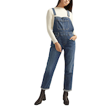 Silver Woman's Baggy Straight Leg Overall Jeans Front_Flat
