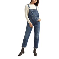 Silver Woman's Baggy Straight Leg Overall Jeans Front_Flat