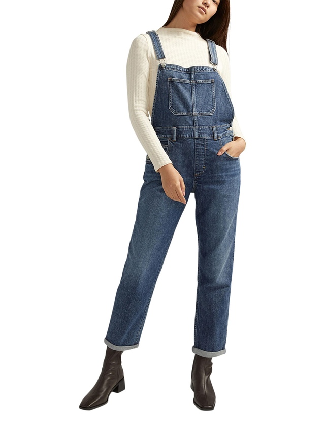 Silver Woman's Baggy Straight Leg Overall Jeans