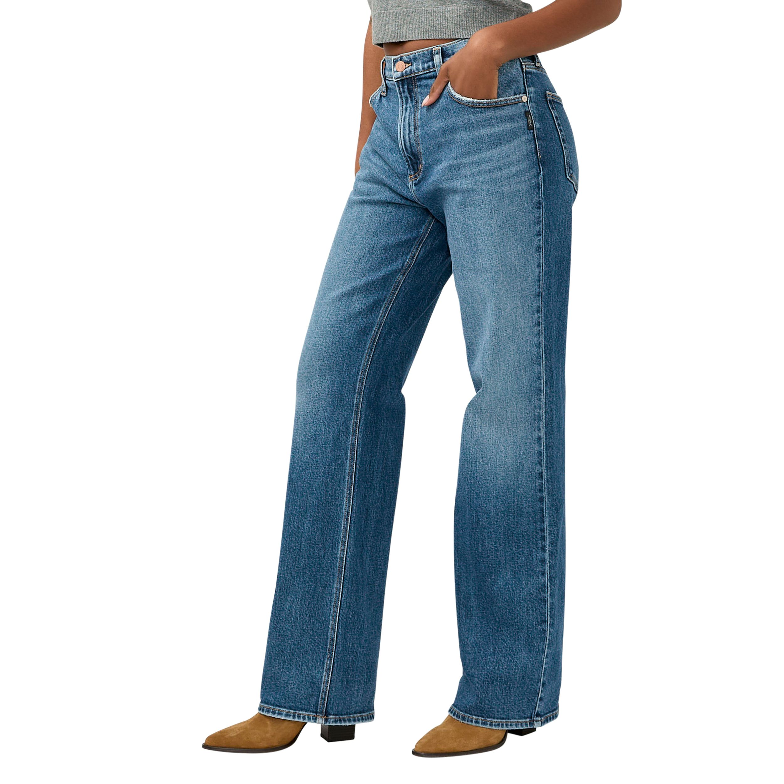 Jean semi-évasé à coupe ample pour femmes, Silver