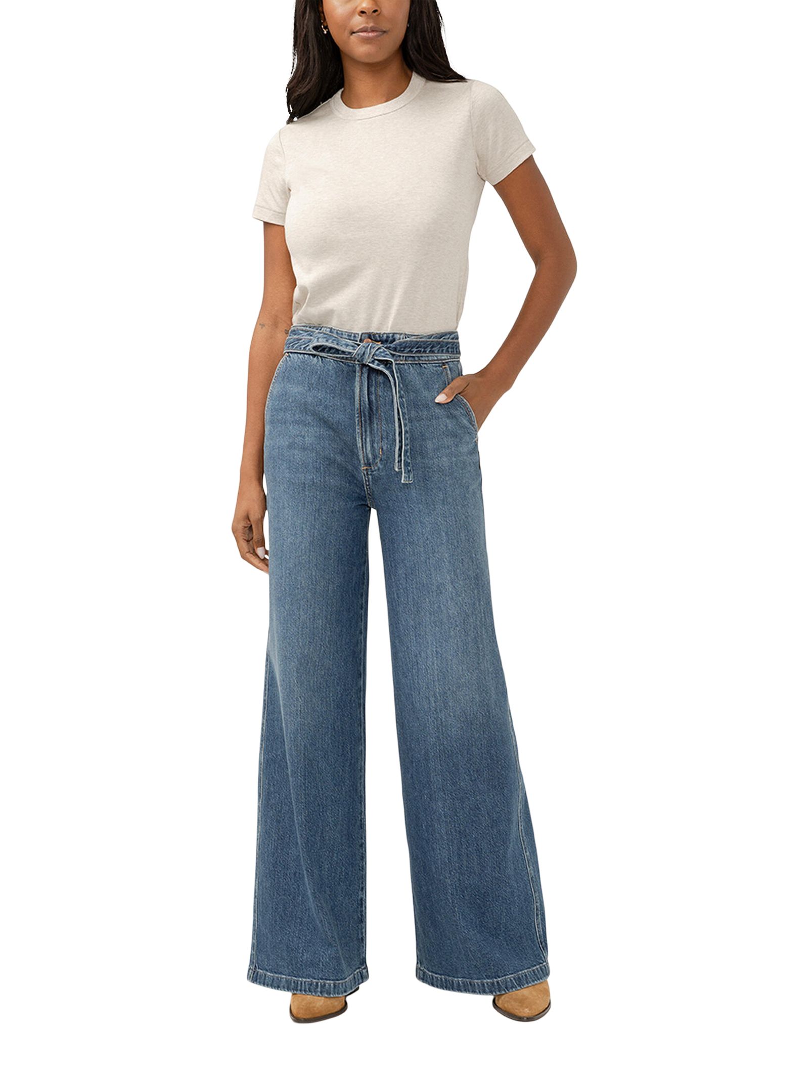 Pantalon-jupe en jean avec ceinture pour femmes, Desirable, Silver