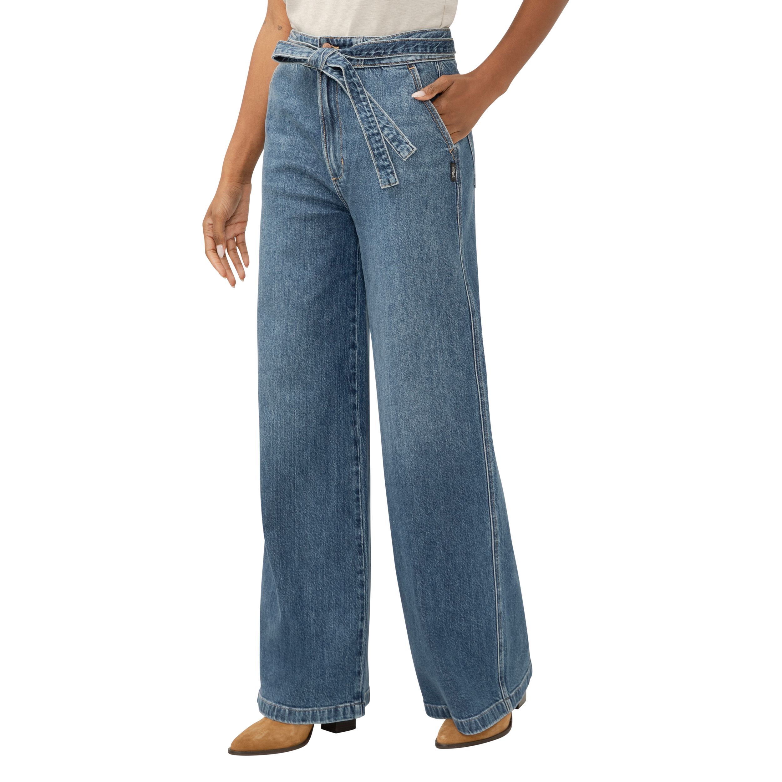 Pantalon-jupe en jean avec ceinture pour femmes, Desirable, Silver