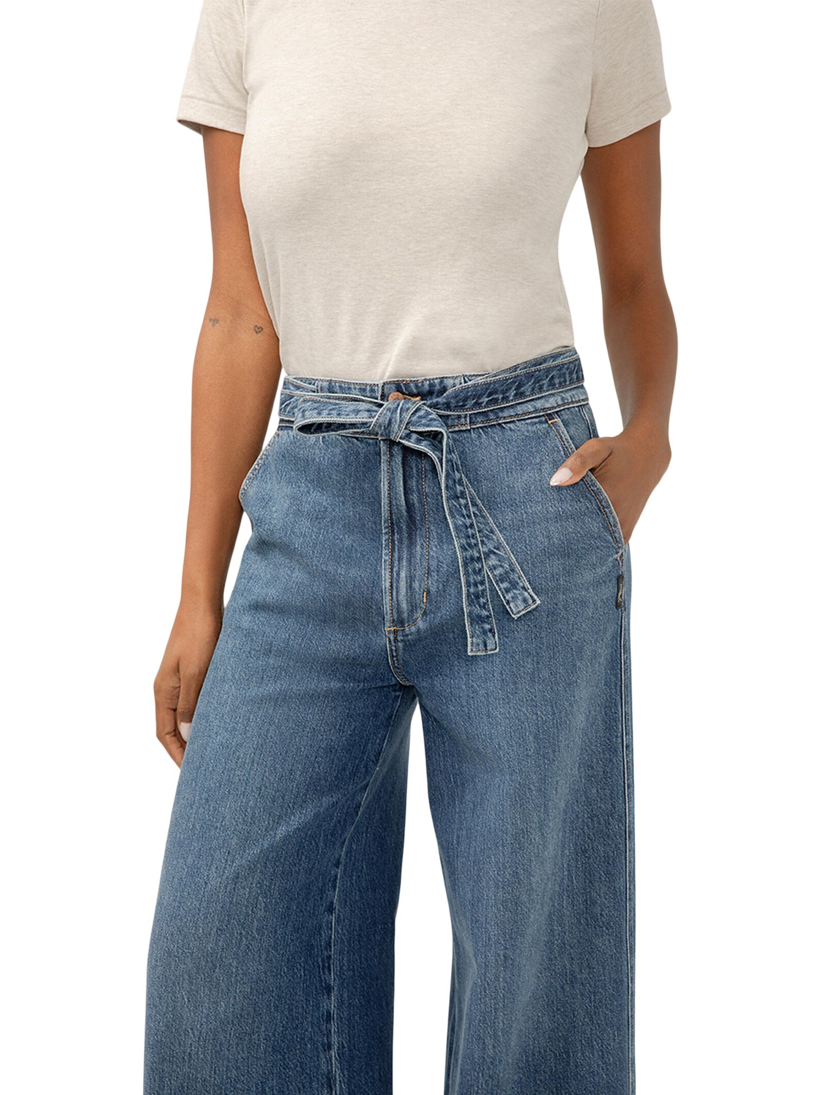 Pantalon-jupe en jean avec ceinture pour femmes, Desirable, Silver