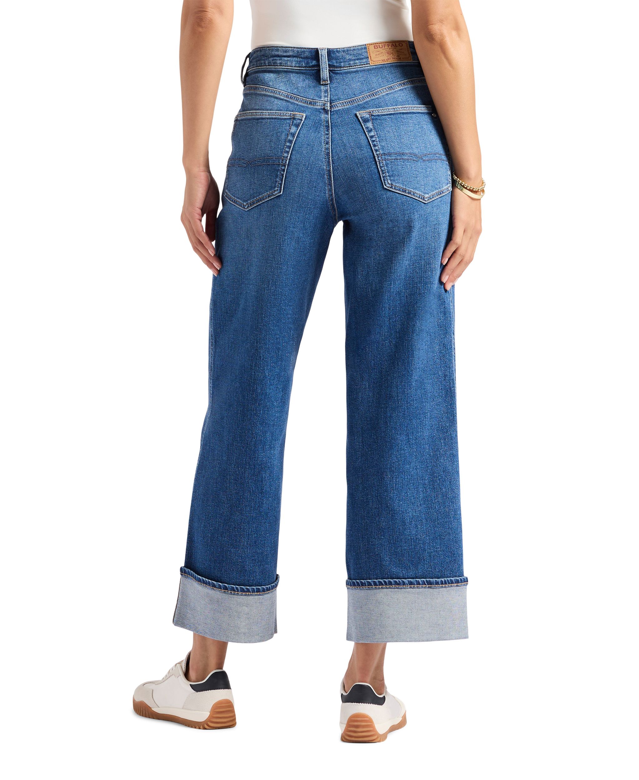Buffalo Women's High Rise Wide Leg Cropped Adisson Jeans - Medium Indigo Wash
