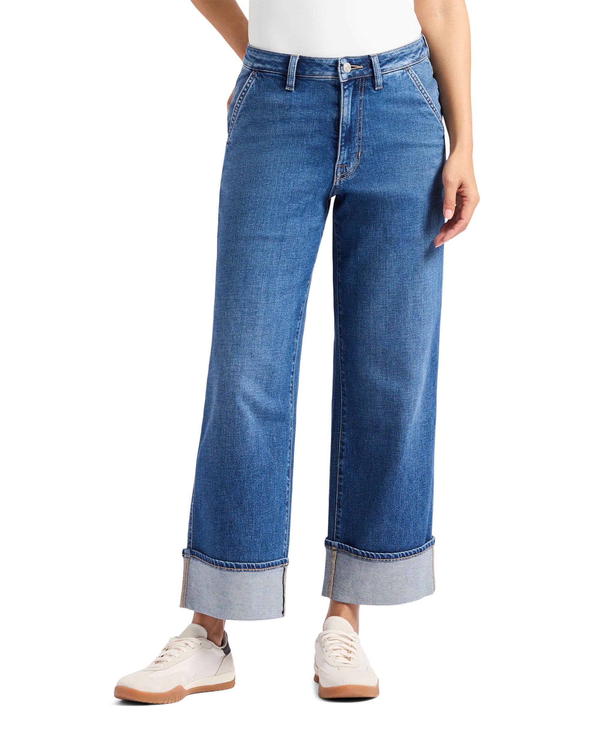 Buffalo Women's High Rise Wide Leg Cropped Adisson Jeans - Medium Indigo Wash