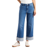 Buffalo Women's High Rise Wide Leg Cropped Adisson Jeans - Medium Indigo Wash Front_Flat