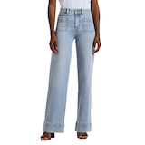 Buffalo Women's High Rise Wide Leg Addie Jean - Light Indigo Wash Front_Flat