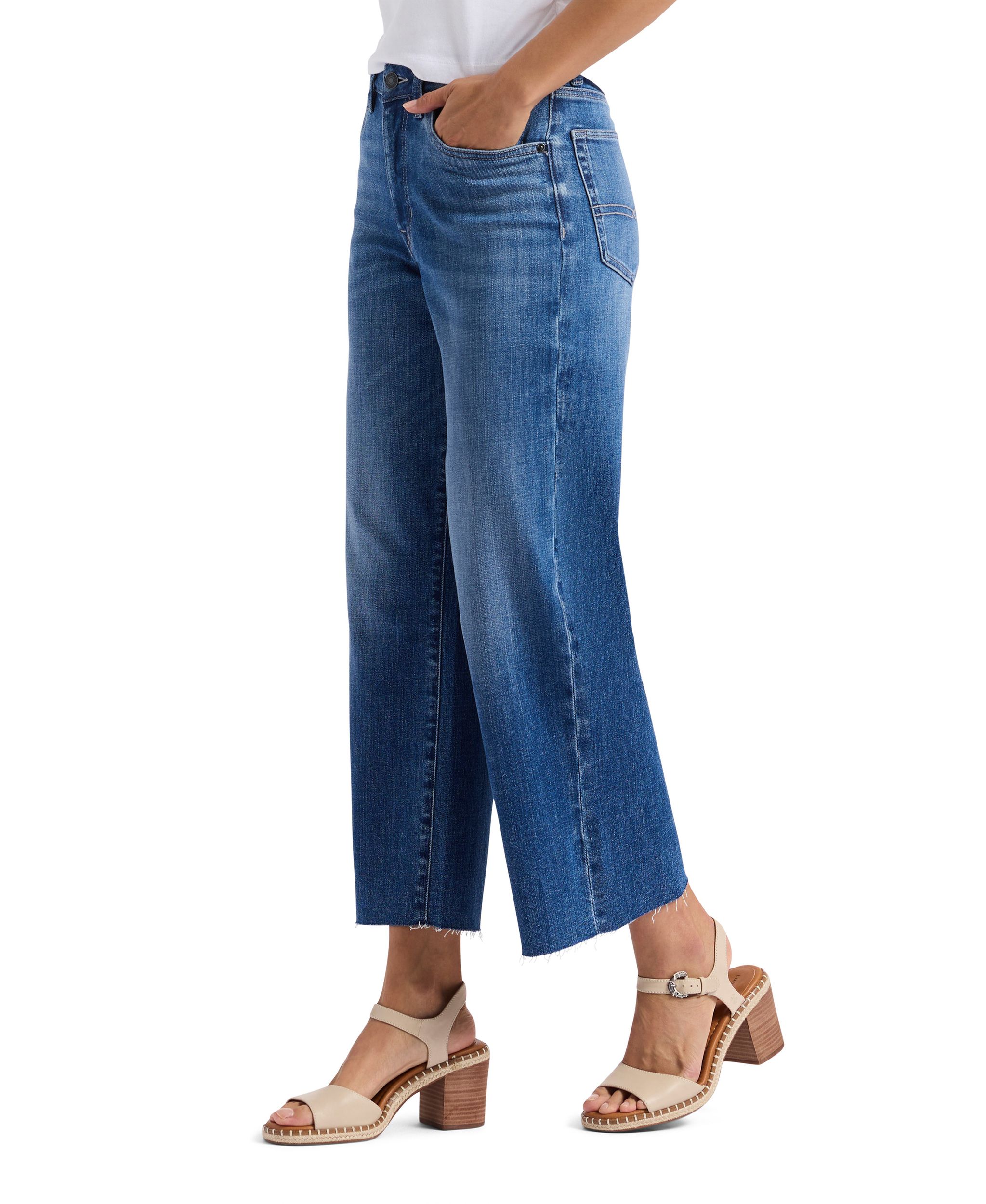 Jean court à jambe large et à taille haute pour femmes, Adisson, Buffalo