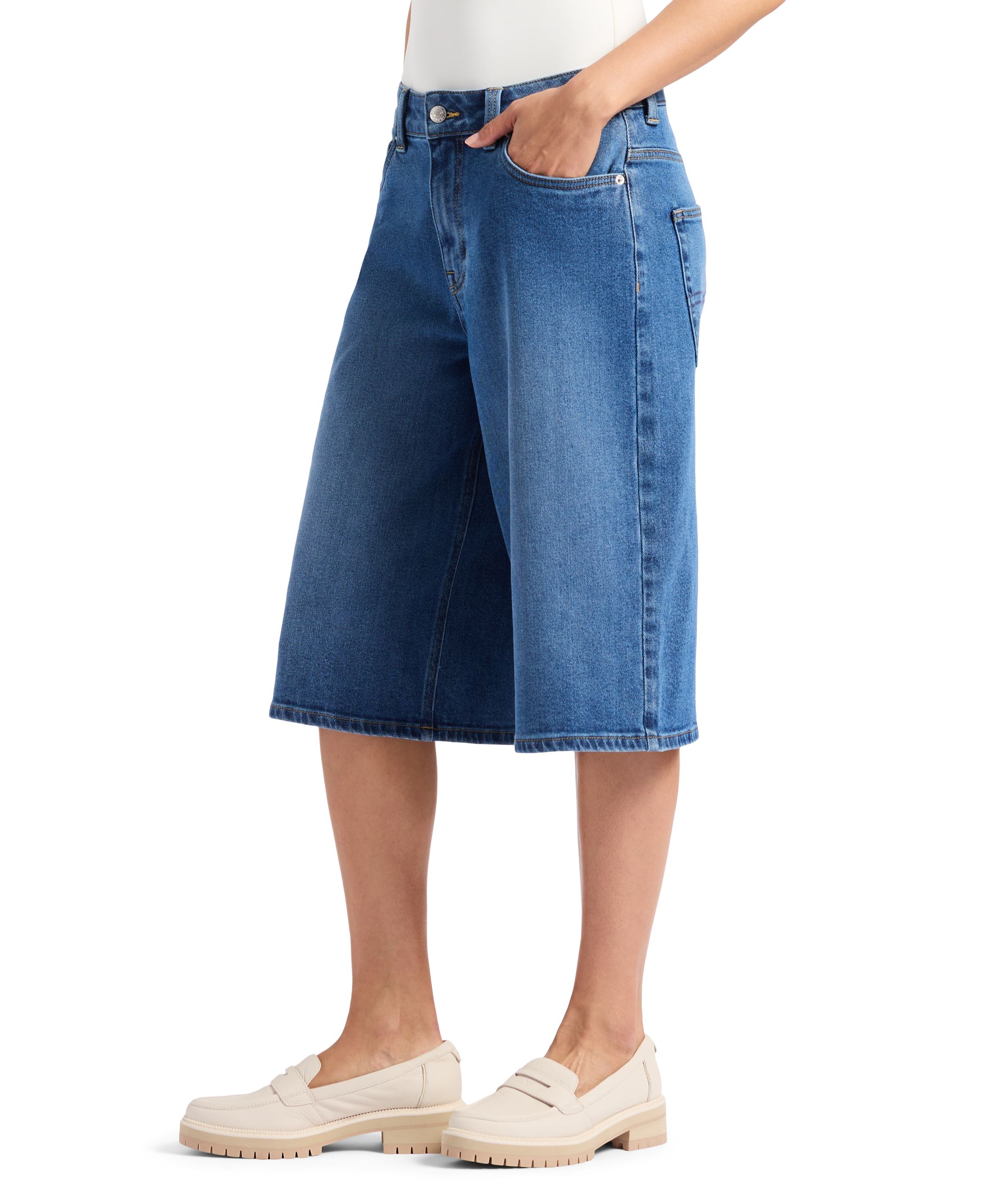 Short en jean pour femmes, Jackie, Buffalo - Délavé indigo moyen