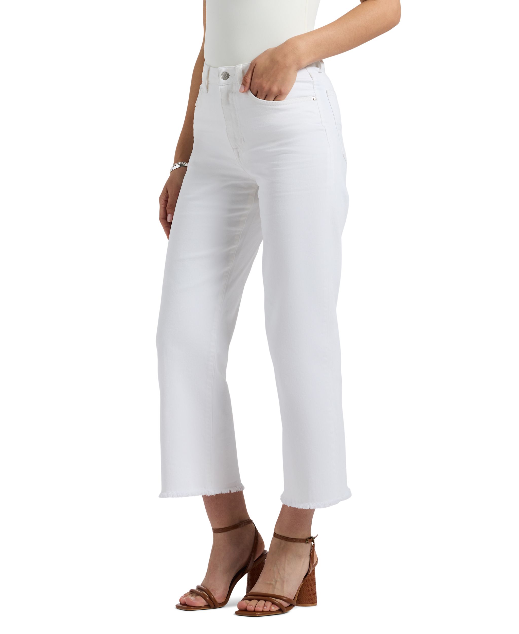 Buffalo Women's High Rise Wide Leg Cropped Adisson Pants - White