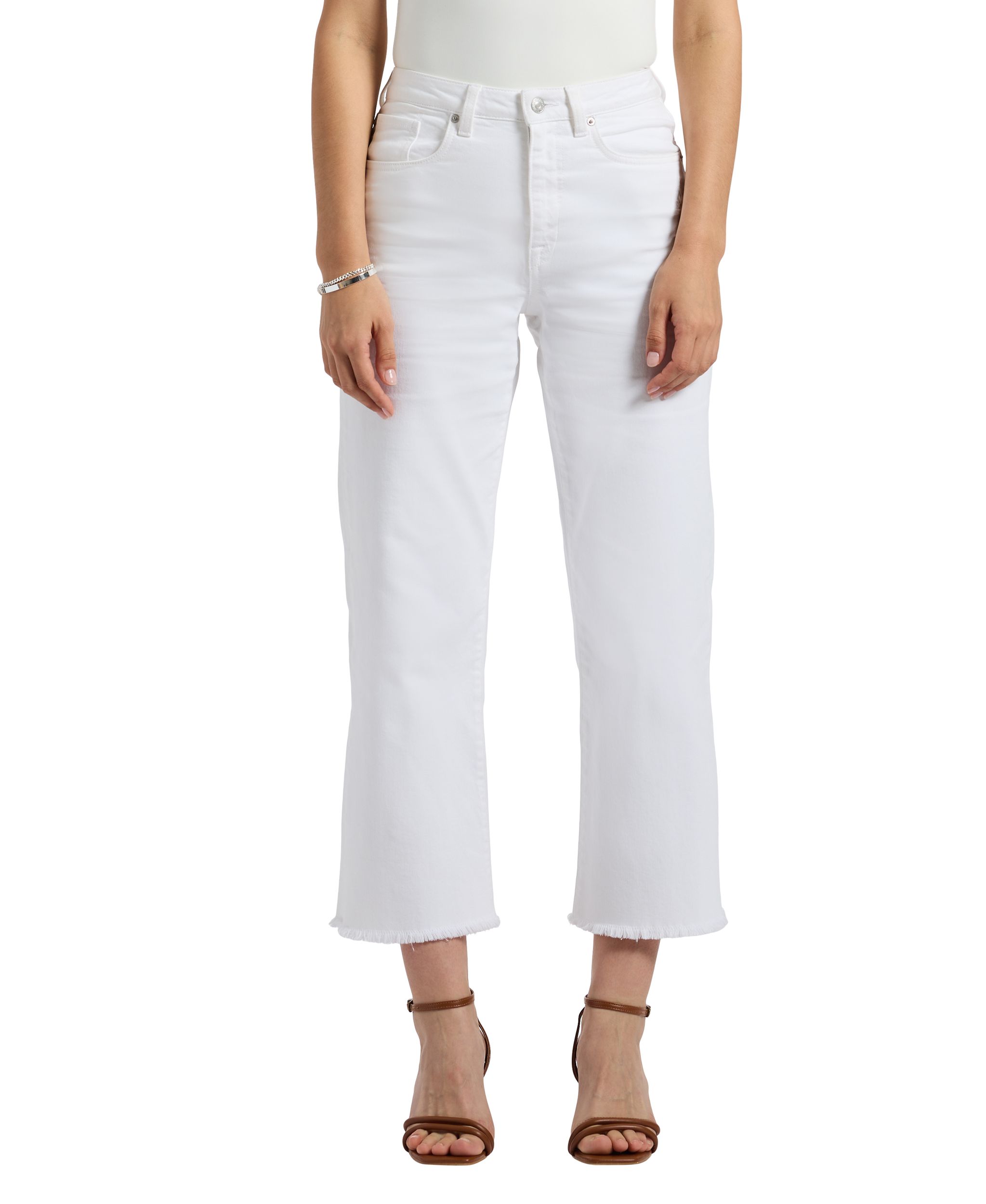 Buffalo Women's High Rise Wide Leg Cropped Adisson Pants - White