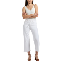 Pantalon court à jambe large et à taille haute pour femmes, Adisson, Buffalo - Blanc Front_Flat