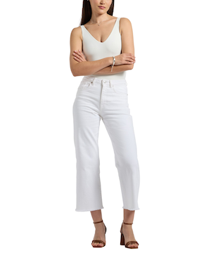 Buffalo Women's High Rise Wide Leg Cropped Adisson Pants - White