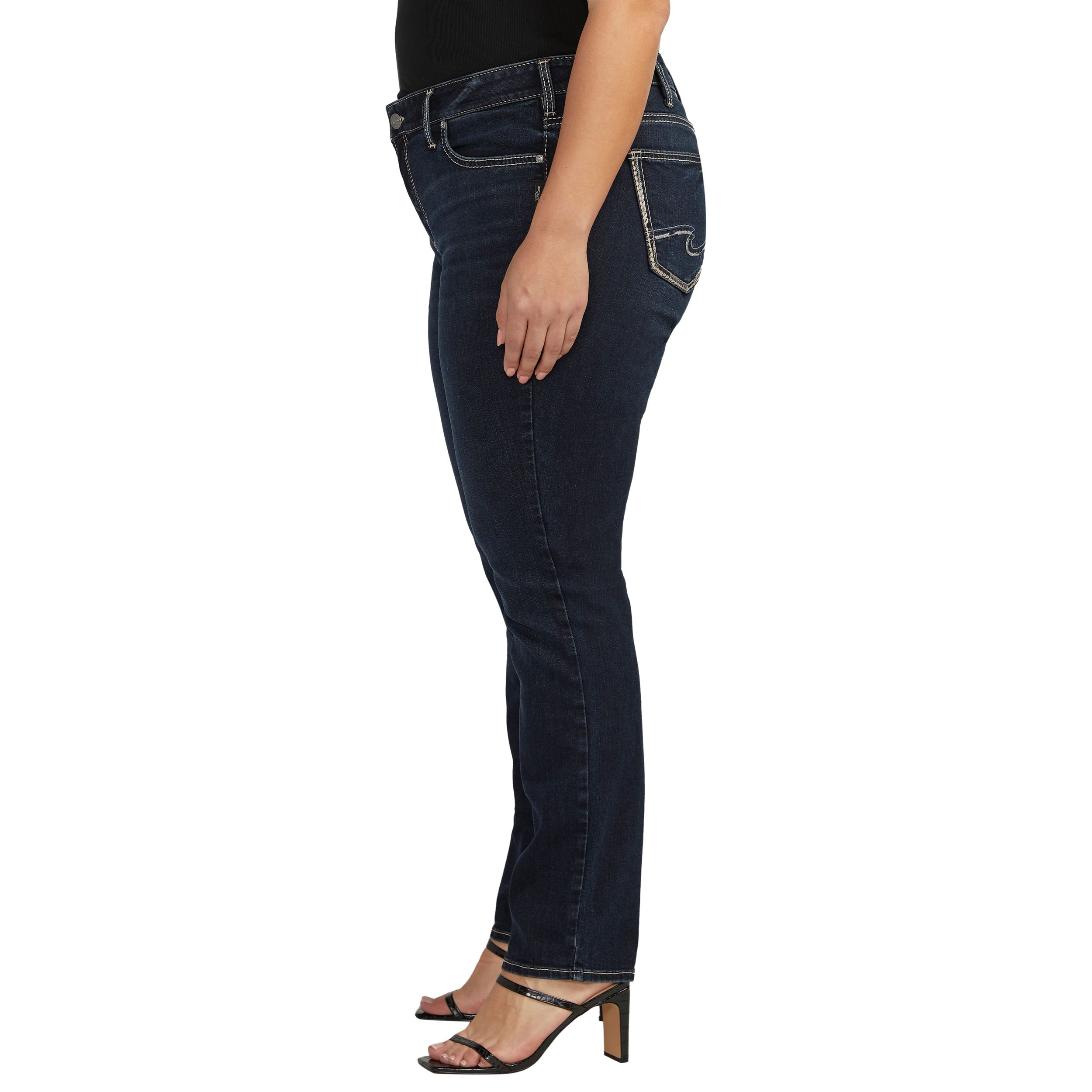 Silver Women's Elyse Mid Rise Straight Leg Jeans - Plus Size