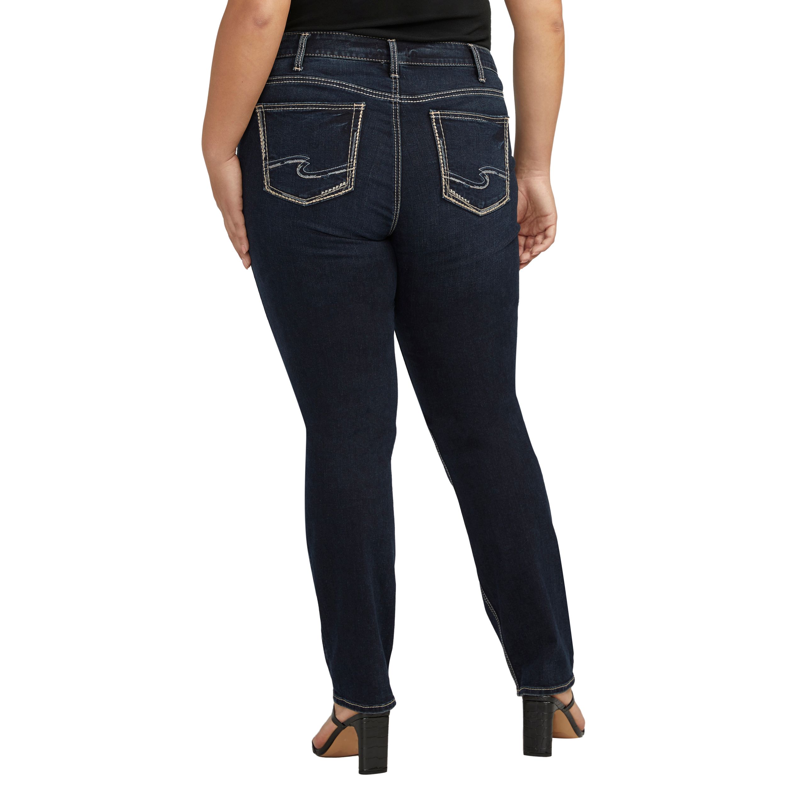 Silver Women's Elyse Mid Rise Straight Leg Jeans - Plus Size