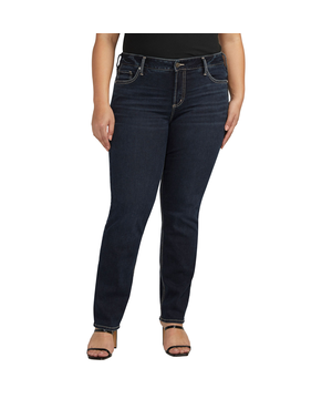 Jean Silver à jambe droite et à taille mi-basse pour femmes, Elyse, taille plus, Silver