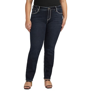 Silver Elyse Jeans à jambes droites en pleine hausse - Plus Taille pour femme