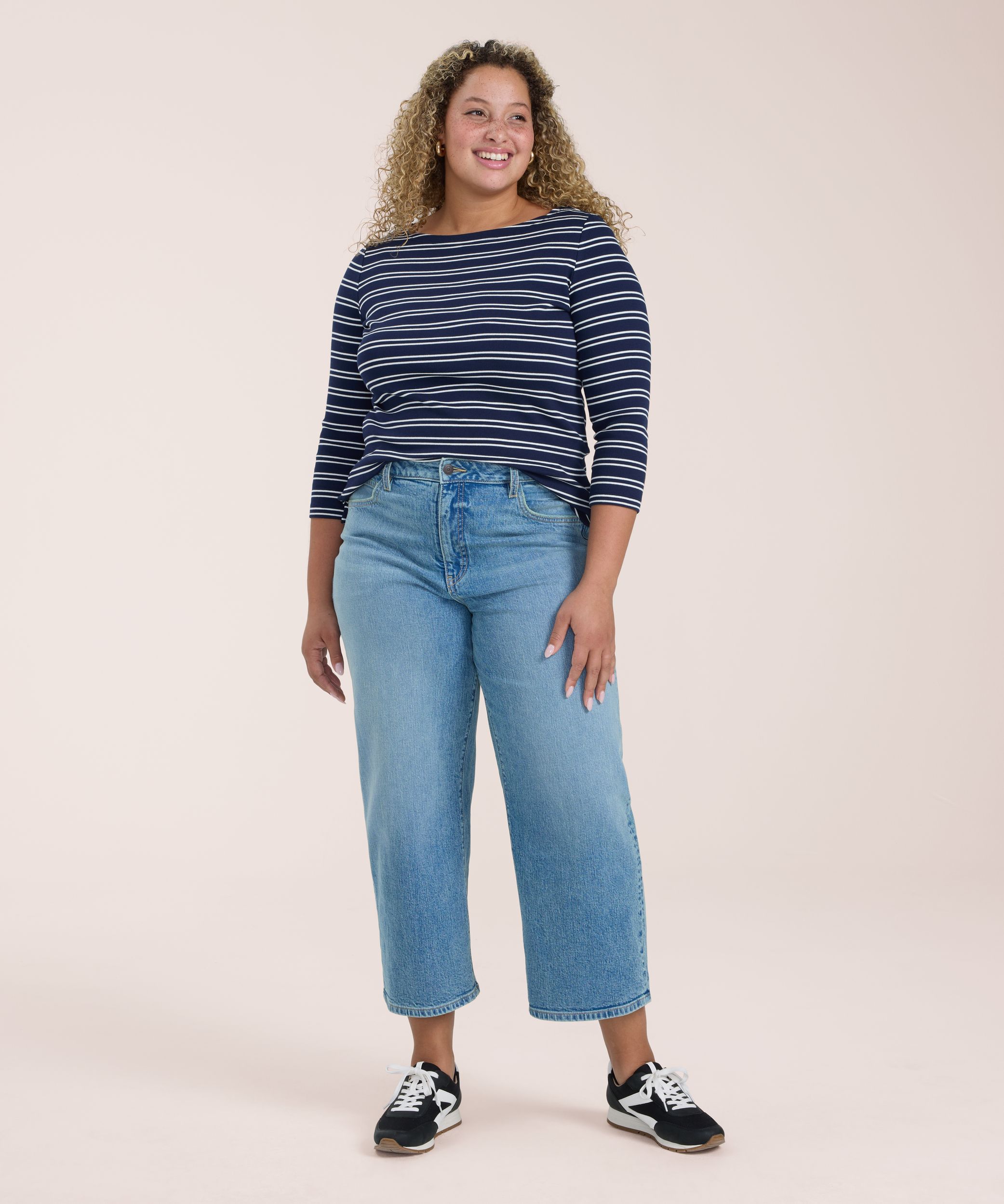 Denver Hayes Women's Medium Rise Loose Straight Crop Jeans