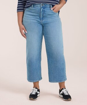 Jean court ample à taille mi-basse et à jambe droite pour femmes, Denver Hayes