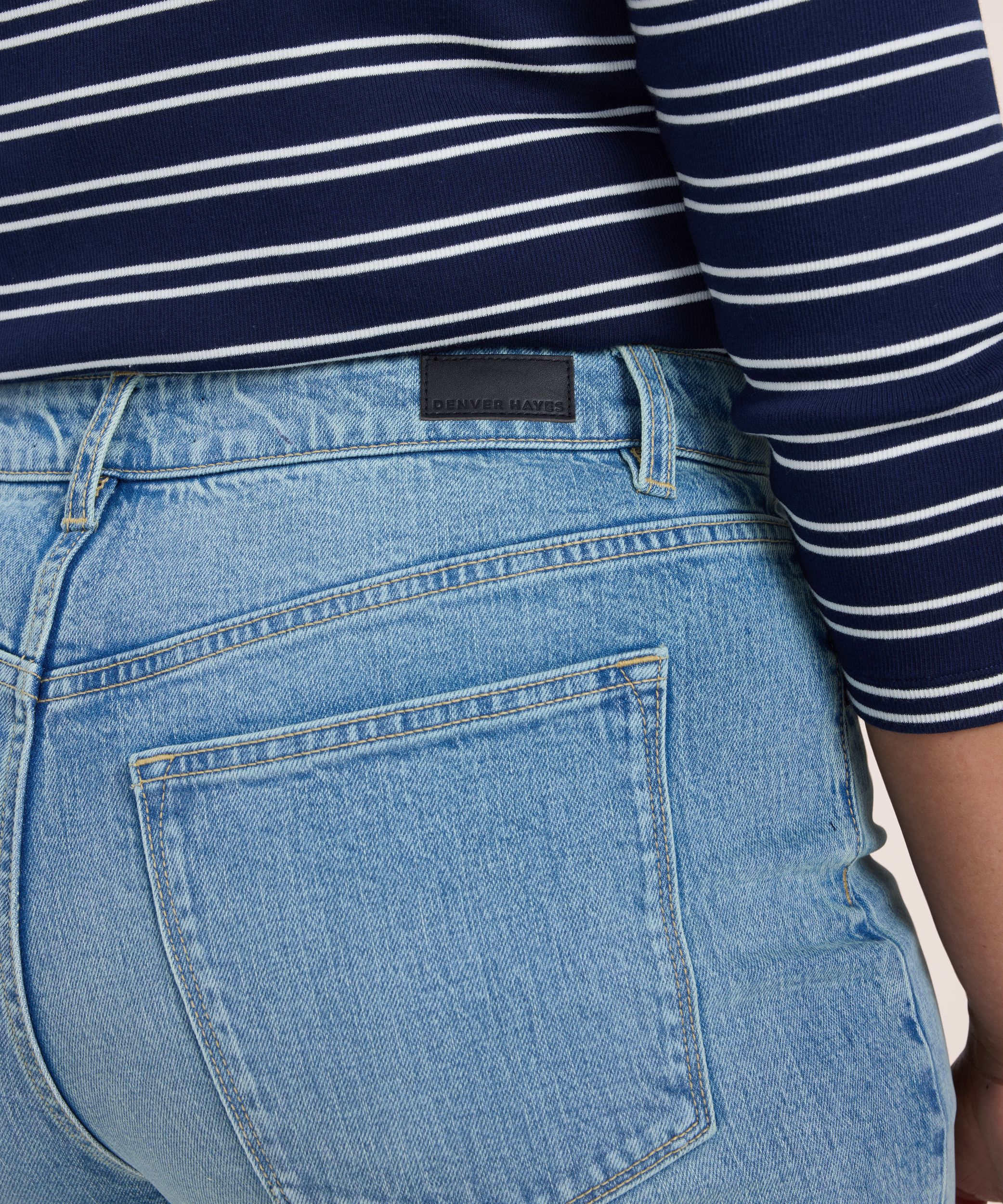 Denver Hayes Women's Medium Rise Loose Straight Crop Jeans