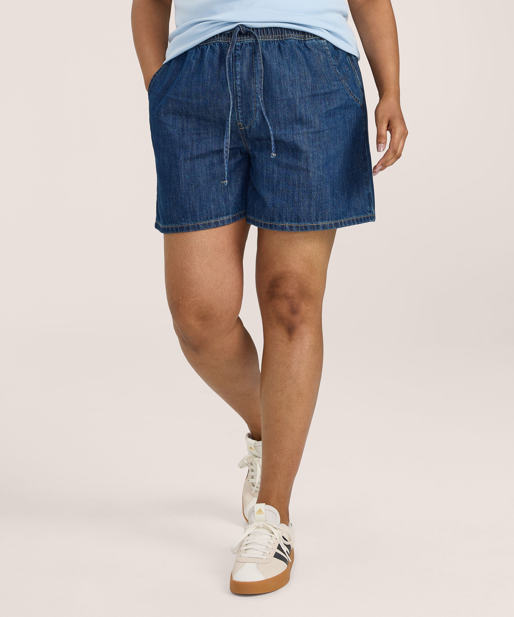 Short à taille mi-basse et à devant noué avec cordon de serrage pour femmes, Denver Hayes