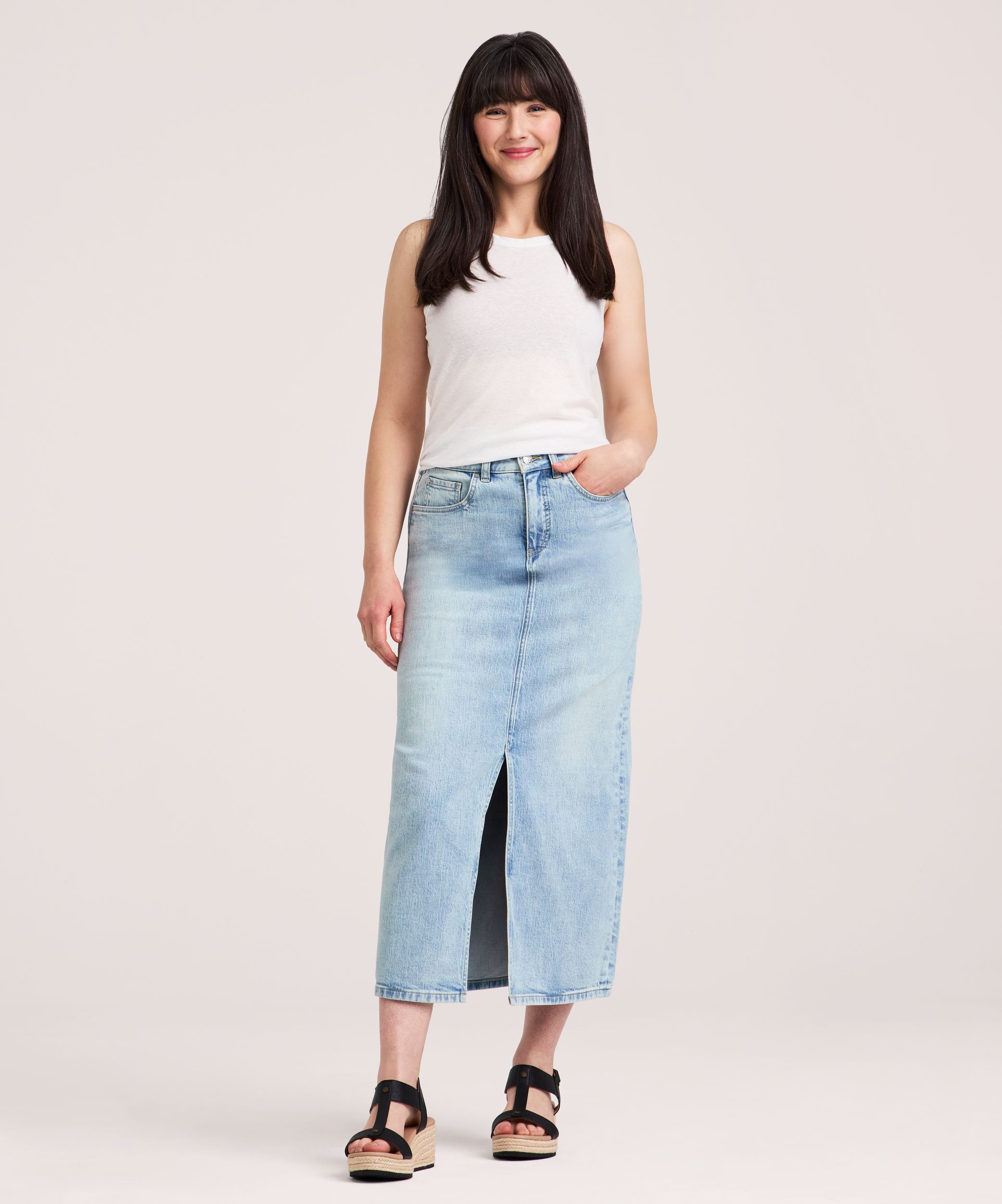 Jupe maxi en denim pour femmes, Denver Hayes