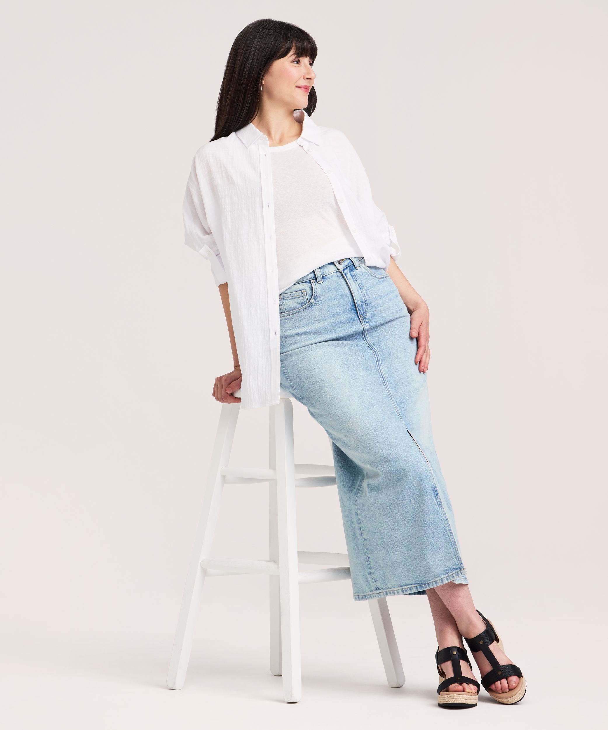 Jupe maxi en denim pour femmes, Denver Hayes