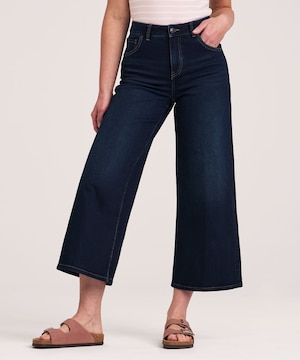 Jean court à jambe large et à taille haute pour femmes, Denver Hayes