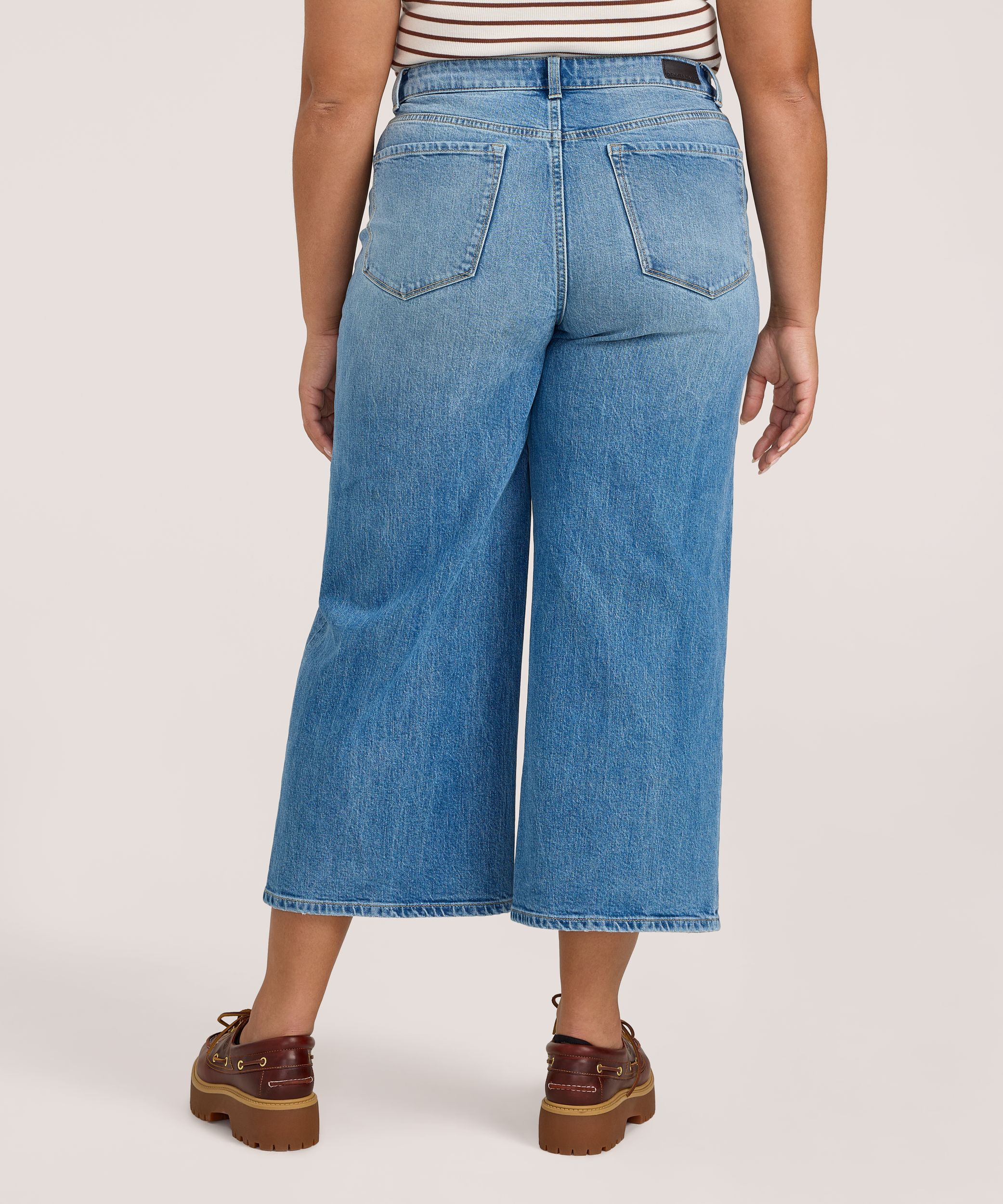 Jean court à jambe large et à taille haute pour femmes, Denver Hayes