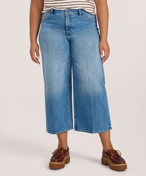 Denver Hayes Women's High Rise Wide Leg Crop Jeans