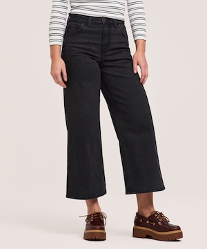 Jean court à jambe large et à taille haute pour femmes, Denver Hayes