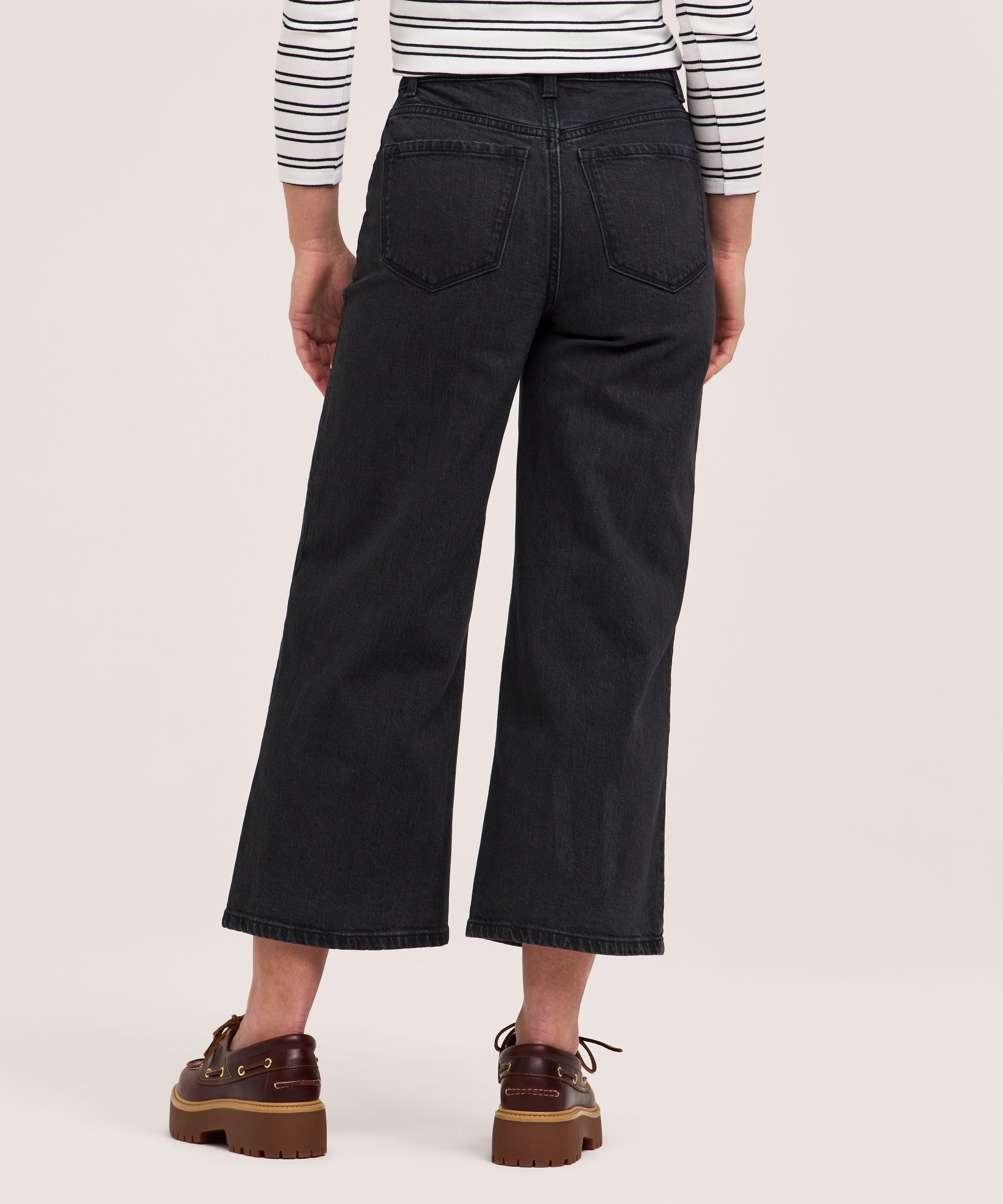 Jean court à jambe large et à taille haute pour femmes, Denver Hayes