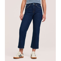 Jean court à jambe droite et à taille haute pour femmes, Denver Hayes Front_Flat